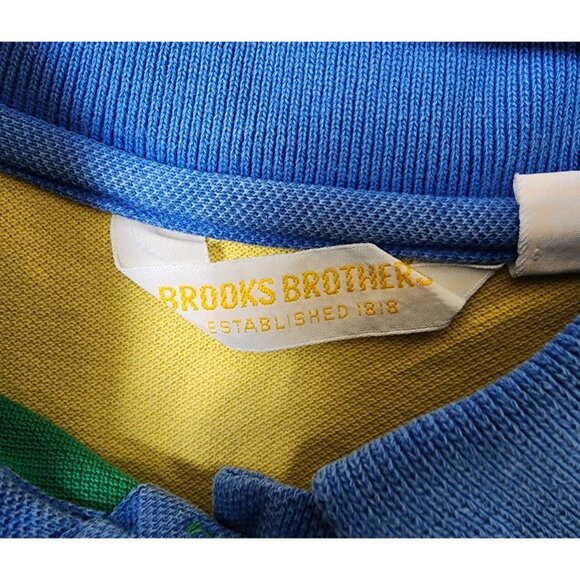 Vintage Brooks Brothers Colorblock Logo Polo Shirt Size Medium 100% Cotton - Picture 3 of 11